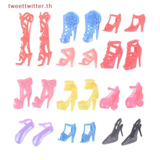 Tweet รองเท้าส้นสูง สุ่มสี อุปกรณ์เสริม สําหรับตุ๊กตา 12 คู่
 Th