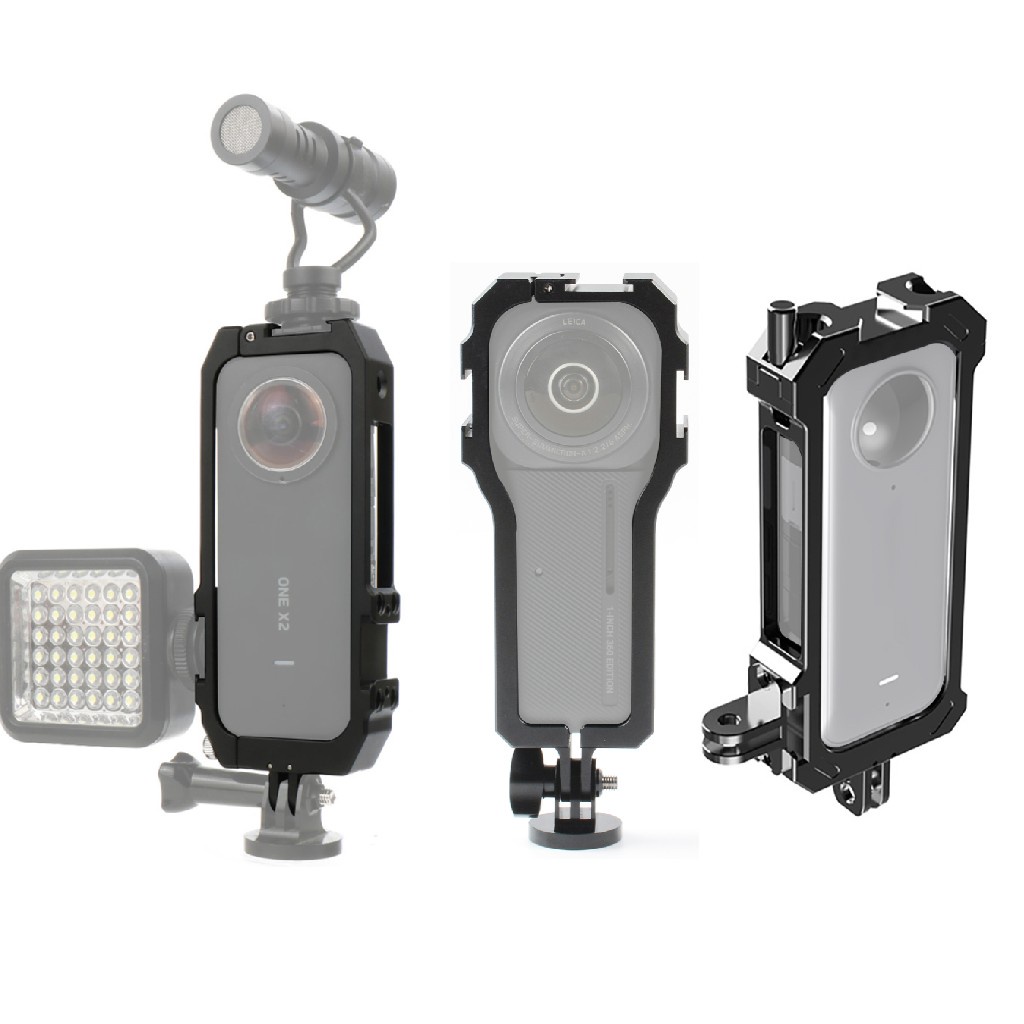 กรงกล้องโลหะ สําหรับ Insta360 X3 Insta360 ONE RS Insta360 ONE X2 Case 1/4 Screw Mount Light Mic Holder Tripod Stand Adapter