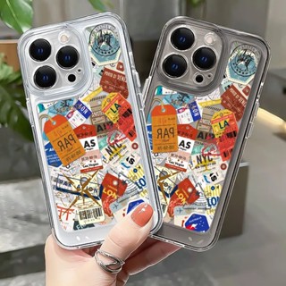 เคสโทรศัพท์มือถือแบบนิ่ม TPU ใส กันกระแทก กันรอยกล้อง ลายฉลาก สําหรับ IPhone 11 14 13 12 Pro Max XS X XR 7+ 8 6 6S Plus