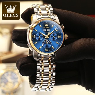 Olevs Watch 6633 นาฬิกาข้อมืออัตโนมัติ อเนกประสงค์ เรืองแสง หน้าปัดดวงจันทร์ ปฏิทิน สัปดาห์ สําหรับผู้ชาย