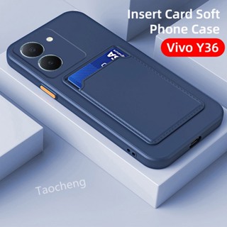 เคสโทรศัพท์ ซิลิโคนนิ่ม กันกระแทก พร้อมช่องใส่บัตร แฟชั่น สําหรับ Vivo Y27 Y36 VivoY36 Y 27 36 4G 5G 2023