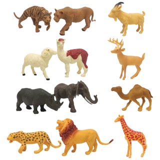 12pcs Plastic Toys Kids Elephant Learning Realistic Wild Jungle African Zoo Antelope Animal Figures