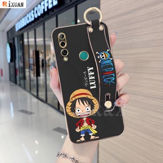 เคสโทรศัพท์มือถือแบบนิ่ม TPU ลายการ์ตูนลูฟี่ หรูหรา พร้อมสายคล้องข้อมือ สําหรับ Huawei Y6P 2020 Y7A Y9S Y7 Pro Y9 Prime 2019 Nova 5T 8i 7i 7SE Nova 3i