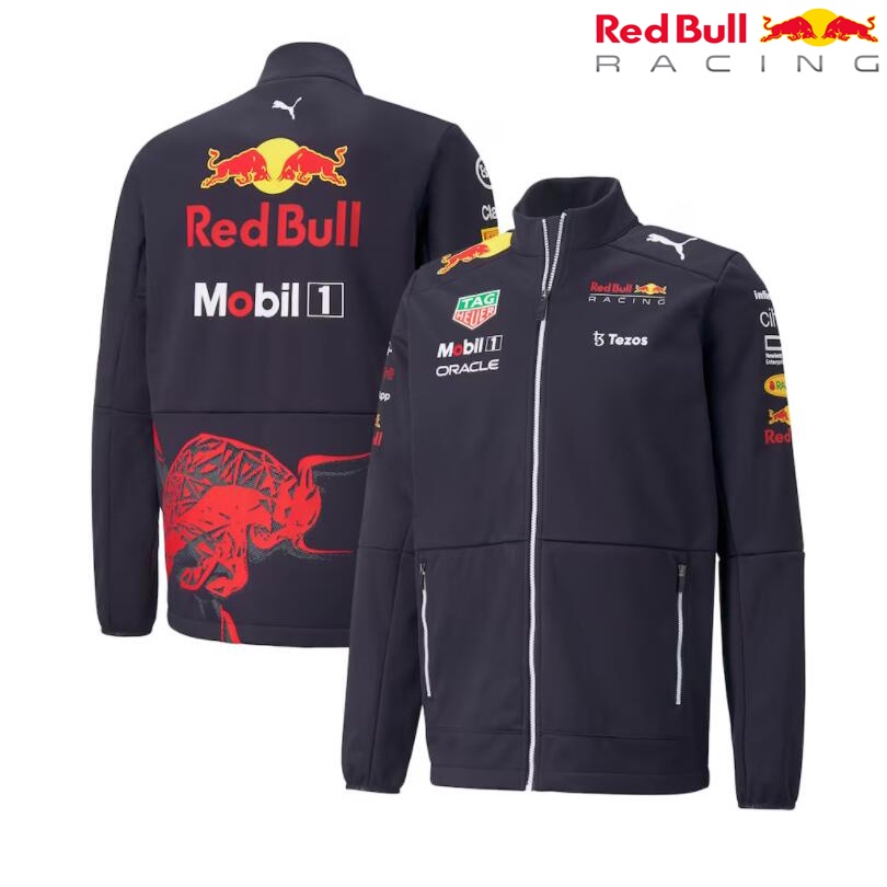 2025 ชุดแข่ง F1 ใหม่ล่าสุด + Red Bull Team F1 Softshell Jacket + เสื้อเชิ้ตแขนยาวผู้ชายและผู้หญิงฤดู