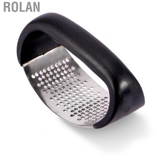 Rolan Garlic Crusher  Black Handle Comfortable Hand Feel Garlic Press Rocker Stainless Steel  for Home