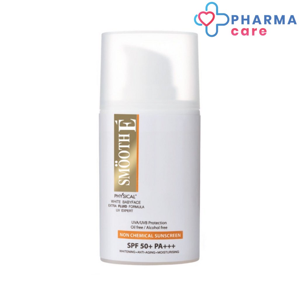 Smooth E Physical White Extra Fluid SPF50+ PA+++ ครีมกันแดดเนื้อ Fluid สำหรับผิวมัน .20G. สมูทอี [PC]
