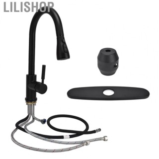 Lilishop Bathroom Water Tap G1/2 Black Basin Faucet Hot Cold Mixing Flexible Pull Out Faucet Kitchen Sink Water Tap for Household