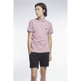 ESP เสื้อโปโลแต่งโลโก้ ผู้ชาย สีชมพู | Logo Embroidered Polo Shirt | 3722