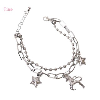 Time Star สร้อยข้อมือ จี้แฟชั่น กําไลข้อมือ เครื่องประดับ สไตล์วินเทจ สําหรับผู้หญิง