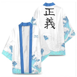 เสื้อคาร์ดิแกนกิโมโน แขนห้าส่วน ทรงหลวม ลายอนิเมะ One Piece 3 มิติ สไตล์ญี่ปุ่น ฮาราจูกุ วินเทจ แฟชั่นสําหรับผู้ชาย และผู้หญิง