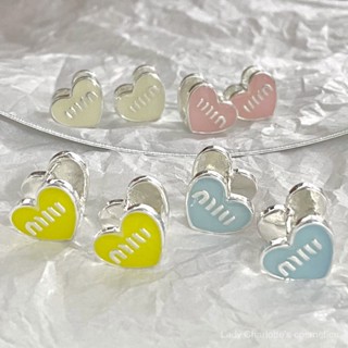 [0614]YWYX-SDY New Miao Family Love Drip Glazed Ear Clip Letter Miu Peach Heart Graceful Earrings Double-Sided Wearable Sweet Fresh Ear Studs Fashion High-Grade Stainless Steel Lig