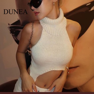 Dunea ผู้หญิง เซ็กซี่ ผ้าวูล สายคล้องคอ คอสูง ท่อไม่สม่ําเสมอ