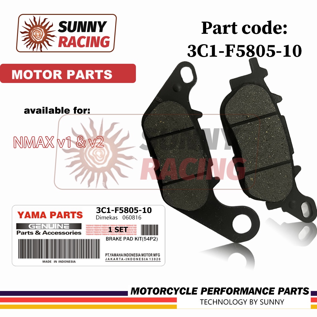 3C1 ผ้าเบรคหน้า (หลัง) FOR MIO125I TTX NOUVO SX R15 M-SLAZ MT15 NMAX FINO115I FILANO(3C1-F5805-10)