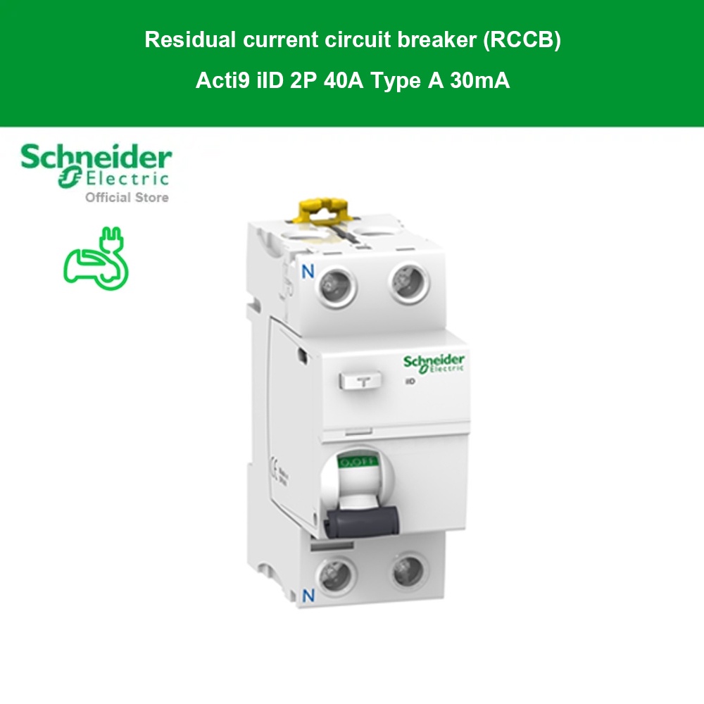 Schneider Residual current circuit breaker (RCCB), Acti9 iID, 2P, 40A, Type A, 30mA l A9R51240 Schne