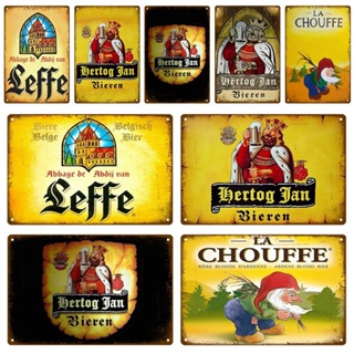 โปสเตอร์โลหะดีบุก ลาย Leffe Hertog Jan สไตล์วินเทจ เรโทร สําหรับตกแต่งผนังห้อง