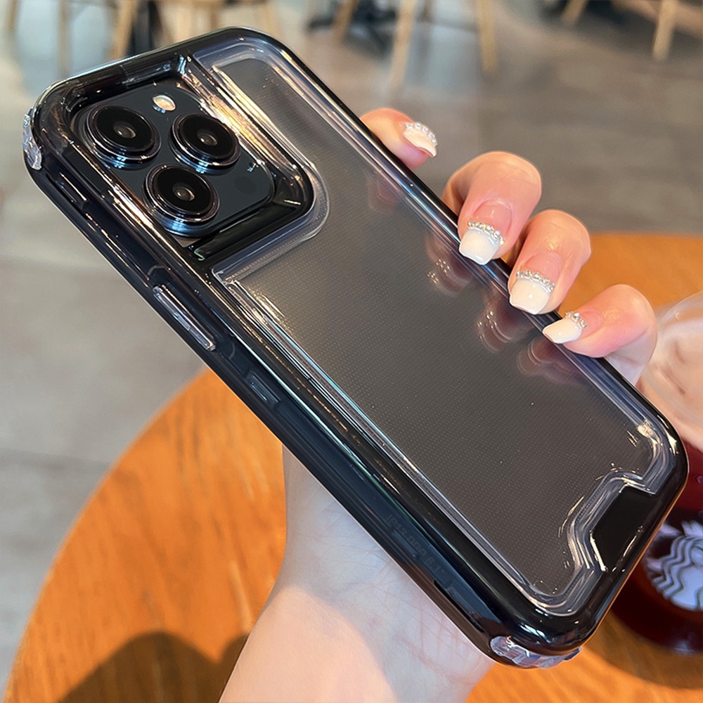 3 in 1 เคสโทรศัพท์ เกราะอากาศ กันกระแทก สําหรับ iPhone 14 Pro MAX 13 12 11 XS XR 14 7 8 Plus เคสใส ป้องกันด้านหลัง