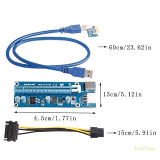 Treeling อะแดปเตอร์การ์ดจอ PCI-E ต่อขยาย 1x ไป 16x พร้อมสาย USB 3 0