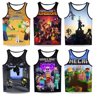 เสื้อยืดแขนกุด พิมพ์ลาย Minecraft Game สําหรับเด็กผู้ชาย