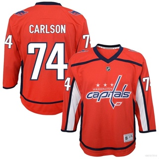 เสื้อยืดแขนยาว พิมพ์ลาย Ani NHL Washington Capitals Home Jersey John Carlson Hockey พลัสไซซ์