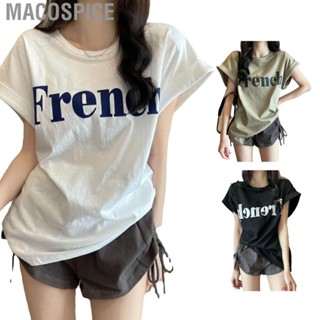 Macospice Summer T Shirt  Loose Women Top Letter Print Sweet for Shopping