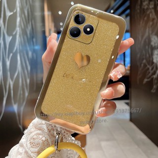 เคสป้องกันโทรศัพท์มือถือซิลิโคน แบบนิ่ม ลายกากเพชร มีสายคล้อง สําหรับ Realme C53 C55 NFC C30s C30 C35 C33 C31 เคส Phone Case