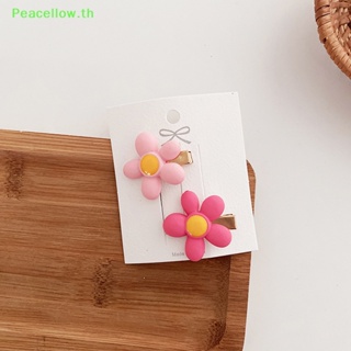 Peacellow กิ๊บติดผม รูปดอกไม้ พีช หัวใจ สีชมพู แฟชั่นฤดูร้อน