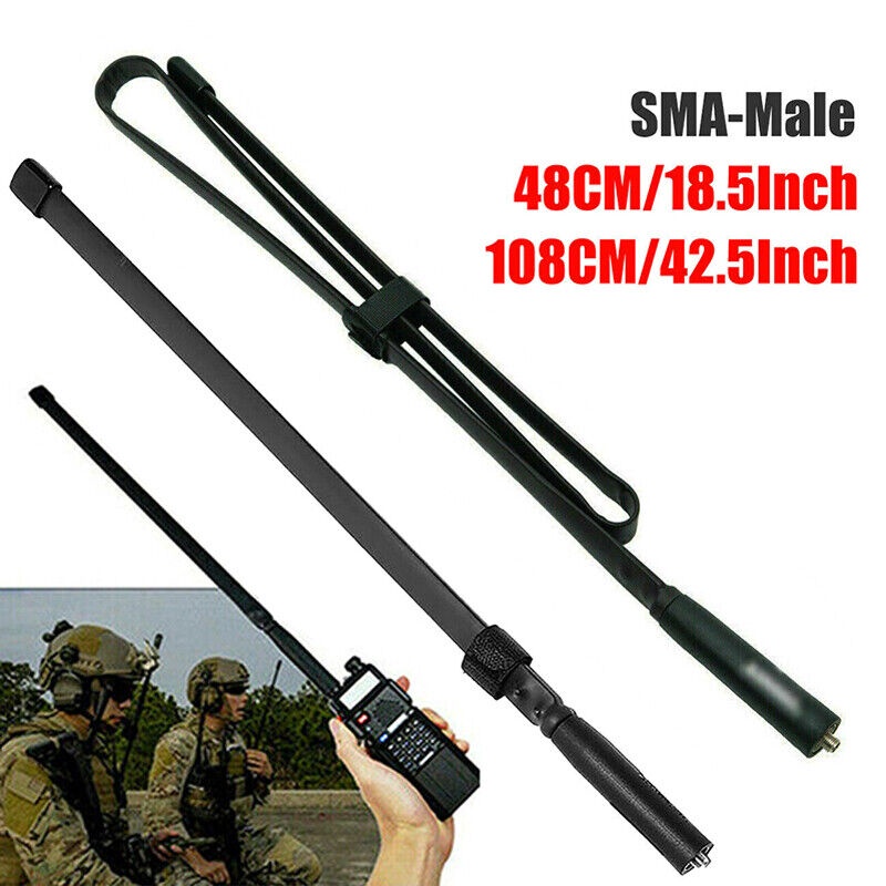 เสาอากาศวิทยุยุทธวิธี แบบพับได้ สําหรับ Baofeng UV-5R BF-888S UHF VHF 48 ซม. 108 ซม.