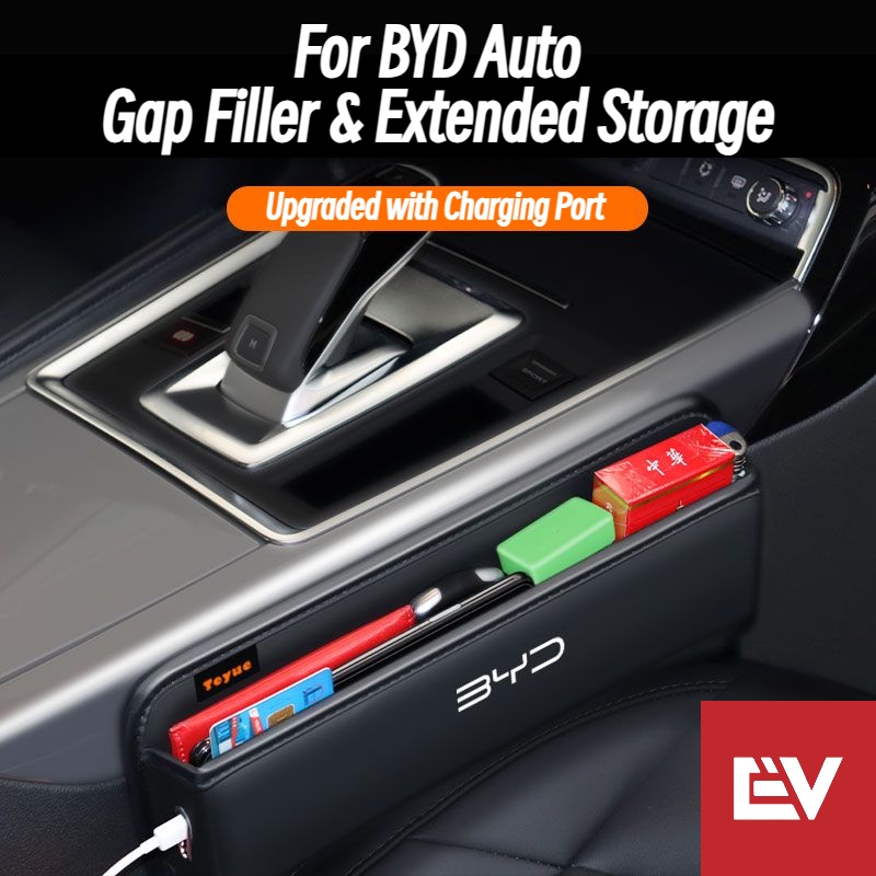 BYD Seat Gaps Filler Nappa Texture ทั้งสองด้านพอร์ตชาร์จ Reserved Great Design Perfect Fit สําหรับ BYD Sealion 6 ATTO 3 ATTO 1 Seal Dolphin Seagull Shark M6 HAN TANG 2022-2024