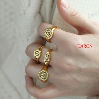 DARON แหวนแฟชั่น ลายดอกไม้ สไตล์วินเทจ เครื่องประดับ สําหรับผู้ชาย ผู้หญิง