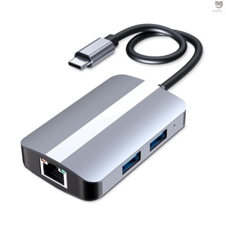 Ctoy 5-IN-1 อะแดปเตอร์ฮับ USB C Type-C การ์ดรีดเดอร์ SD TF RJ45 อีเธอร์เน็ต USB 3.0 USB 2.0