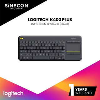 Logitech คีย์บอร์ดไร้สาย Living Room Wireless Touch Keyboard K400 Plus - Black