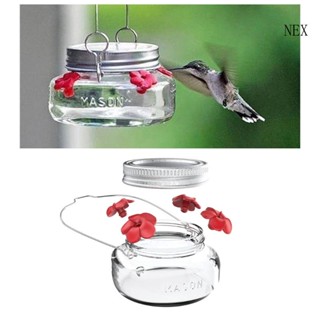 Nex Hummingbirds เครื่องให้อาหารนก แบบพลาสติก MasonJar เครื่องให้อาหารนก โหลน้ํา แบบแขวน