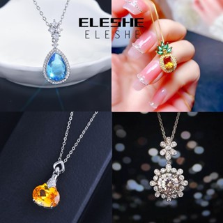 Eleshe Jewelry สร้อยคอเงิน 925 จี้ไพลินมรกต เครื่องประดับสตรี M107