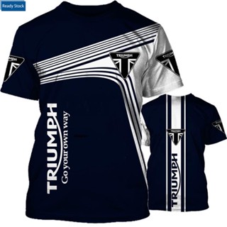 เสื้อยืด คอกลม พิมพ์ลาย Triumph 3 มิติ ขนาดใหญ่ สําหรับผู้ชาย และผู้หญิง