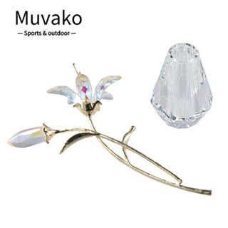 MUVAKO แจกันดอกไม้คริสตัล หลากสีสัน|จี้ดอกลิลลี่ คริสตัล ของขวัญ สําหรับเก็บสะสม ตกแต่งสํานักงาน