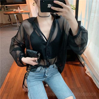 เสื้อแจ็กเก็ตซีทรู ผ้าชีฟอง กันแดด ทรงหลวม สไตล์เกาหลี ฮ่องกง สุดชิค เหมาะกับฤดูร้อน สําหรับผู้หญิง