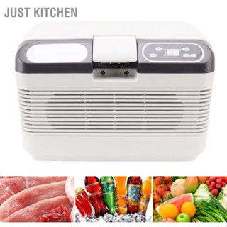 Just Kitchen รถตู้เย็นอลูมิเนียม ABS 12L แบบพกพา RV ตู้แช่เย็นไฟฟ้าสำหรับตั้งแคมป์และใช้ในบ้าน