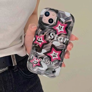 เคสโทรศัพท์มือถือแบบแข็ง กันกระแทก ลายหน้ายิ้ม ดาว สไตล์เกาหลี สําหรับ Iphone 14pro max 13 12 11 14promax 13 11 12