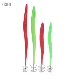 Fishi 10 ชิ้น สองชั้น ปลาหมึก ตะขอ ด้ามจับยาว สเตนเลส เหยื่อตะขอ จิ๊ก สําหรับตกปลาทะเล