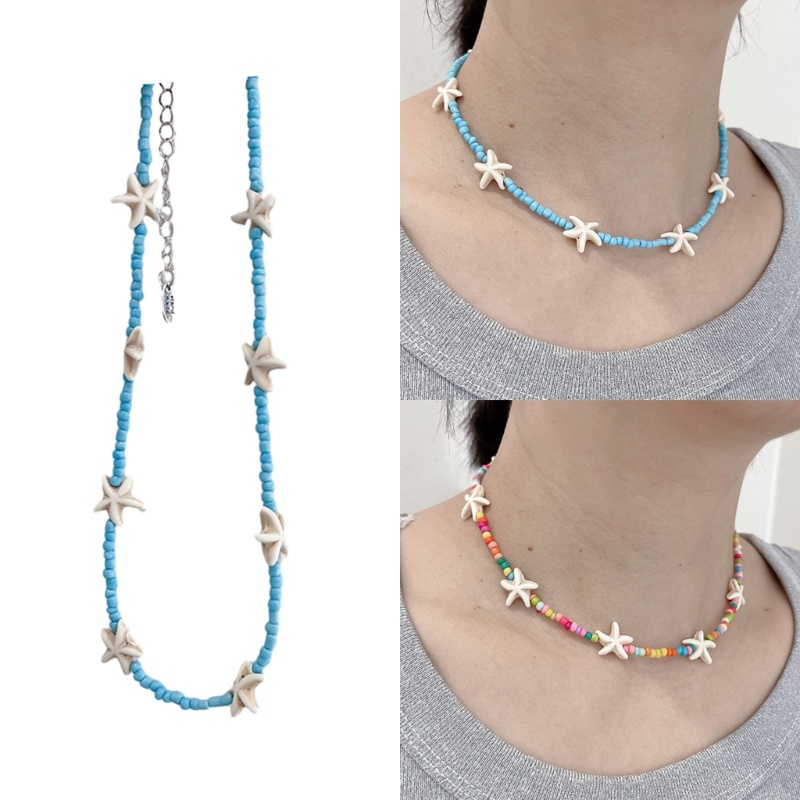 EDB* Ocean Themed Collarbone Chain ปลาดาวจี้ Charm สร้อยคอเครื่องประดับแฟชั่น