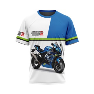 เสื้อยืด ลาย Moto Team Hursport racing สีขาว สีฟ้า สําหรับผู้ชาย SUZUKI GSX R 1000R