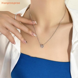 Hanprospree&gt; สร้อยคอโซ่ จี้เพทาย ทรงกลม สีเงิน เรียบง่าย เข้ากับทุกการแต่งกาย แฟชั่นสําหรับผู้หญิง