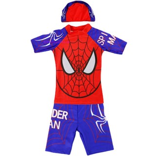 Alittlesearch11 ชุดว่ายน้ําคอสเพลย์ Spiderman สีฟ้า สีแดง สําหรับเด็ก ปาร์ตี้ฮาโลวีน