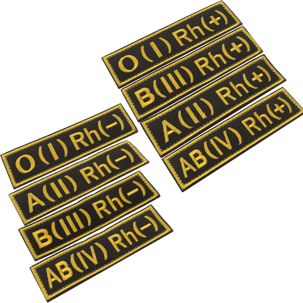 ปลอกแขนทหาร Blood Type Tactical Patch O1RH+- A2RH+- B3RH+- AB4RH+- POS NEG Applique Army Badge
