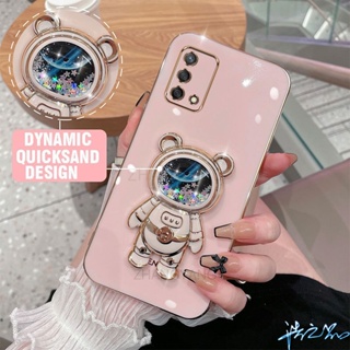 เคส Oppo A95 A74 4G เคสโทรศัพท์มือถือ ลายนักบินอวกาศ 3D มีทรายไหล หรูหรา สําหรับ