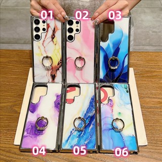 เคสโทรศัพท์มือถือ กันกระแทก ลายหินอ่อน พร้อมแหวนนิ้ว และหัวเข็มขัด สําหรับ Samsung A54 A13 S23 S21 A14