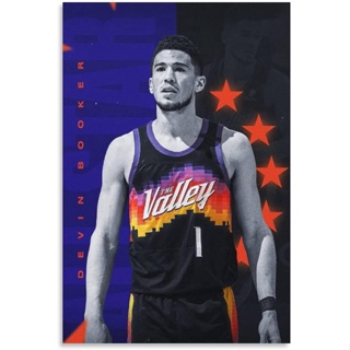 โปสเตอร์ผ้าใบ พิมพ์ลาย Devin Booker Hd Basketball Superstar สไตล์โมเดิร์น สําหรับตกแต่งผนังห้องนอน