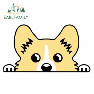 Earlfamily สติกเกอร์ไวนิล กันน้ํา ลายการ์ตูนอนิเมะ Pembroke Welsh Corgi JDM ขนาด 13 ซม. x 7.7 ซม. สําหรับติดตกแต่งรถยนต์