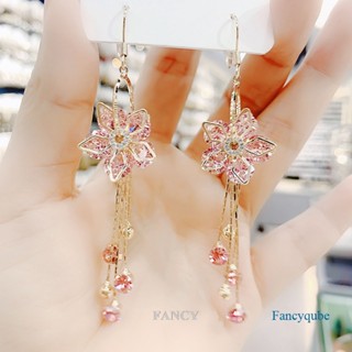 Fancy ใหม่ ต่างหูคริสตัล รูปดอกไม้ แฟชั่นยุโรป และอเมริกา