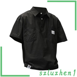 [Szluzhen1] เสื้อยืดลําลอง แขนสั้น ระบายอากาศ ทรงหลวม น้ําหนักเบา เหมาะกับการพกพาเดินทาง ตั้งแคมป์ เดินป่า ประจําวัน สําหรับผู้ชาย